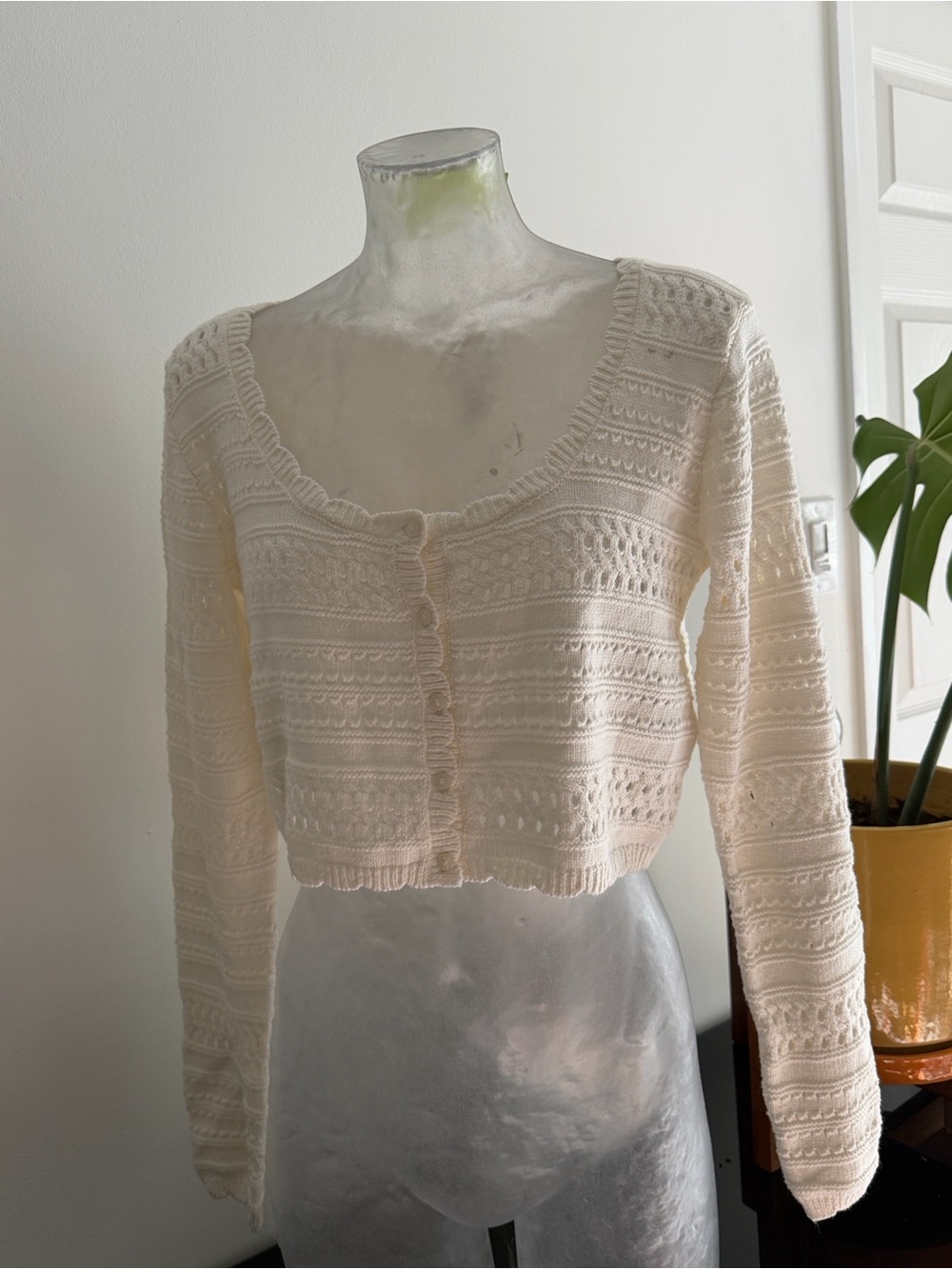 H&M Cream Knit Button-Front Cardigan
